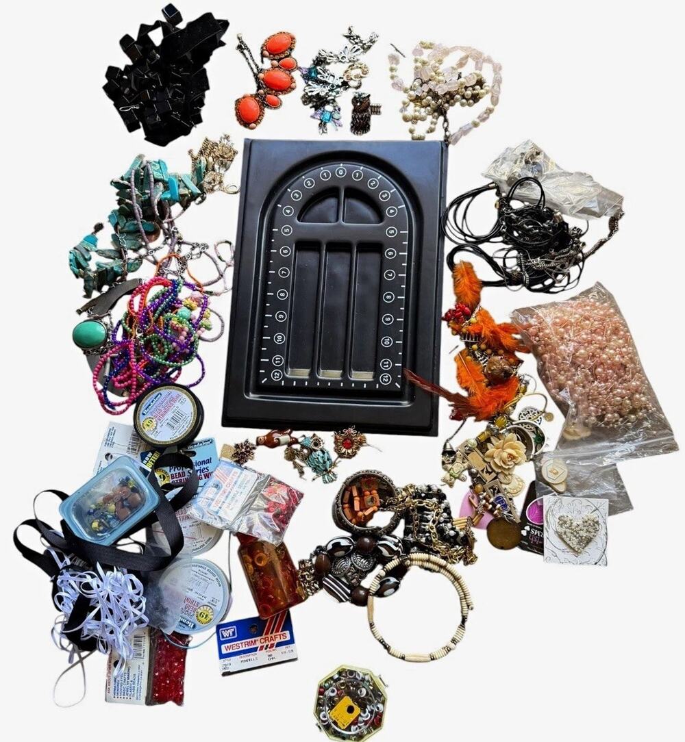 5.8 LB Jewelry Craft Lot Beads Necklaces Charms Findings Repair Repurpose Mixed